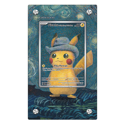Pikachu with Grey Felt Hat Protective Acrylic Display Case